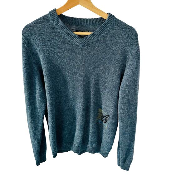Y2K Heather Blue Vintage V-Neck Volcom Men's Sweater Size Medium - Picture 1 of 6